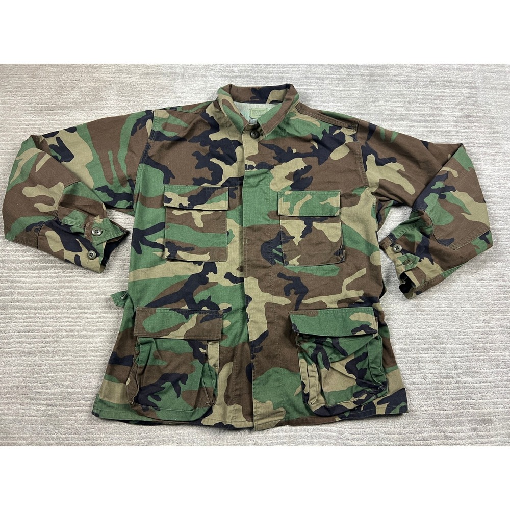 Military Issue BDU Jacket Mens Medium Regular Camo Woodland Field Coat‎ Tactical